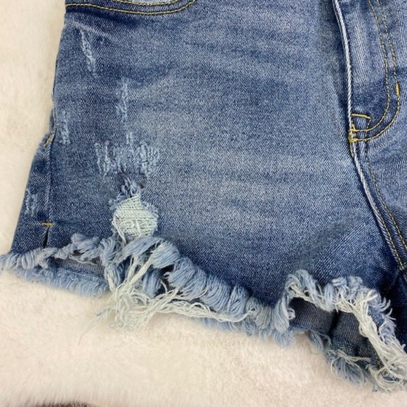 Harper Heritage Distressed Cut Off Denim High-Rise Shorts, size 28 - Picture 3 of 14